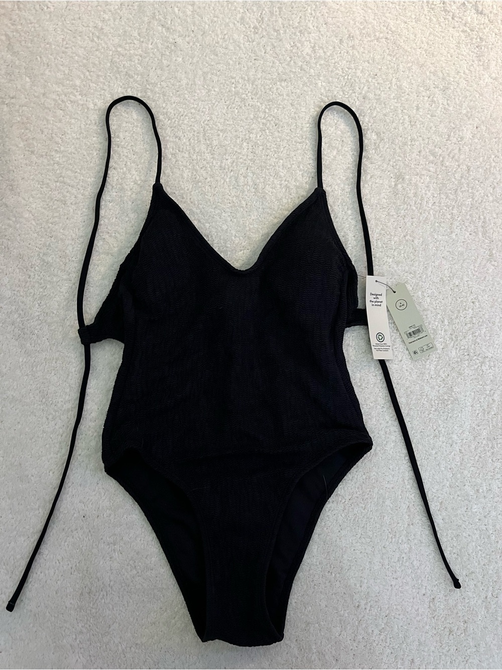 No Boundaries Black One-Piece Swimsuit with Thin Straps